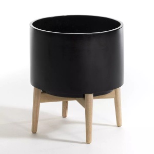 AM.PM, Übertopf Florian, AM.PM - Übertopf Florian mit Ständer aus Hevea, One Size, Schwarz