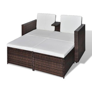 vidaXL, vidaXL 4-tlg. Garten-Lounge-Set mit Auflagen Poly Rattan Braun