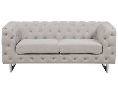 Beliani, Beliani 2-Sitzer Sofa Polsterbezug beige VISSLAND, Beliani - 2 Sitzer Sofa aus Polyester Glamourös VISSLAND, One Size, Baumnuss