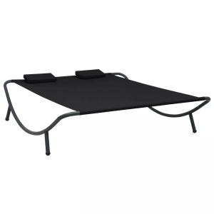 vidaXL, vidaXL Garten-Sonnenliege Stoff Schwarz, vidaXL Sonnenliege Stoff Schwarz