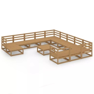 vidaXL, vidaXL 13-tlg. Garten-Lounge-Set Massivholz Kiefer, vidaXL 13-tlg. Garten-Lounge-Set Massivholz Kiefer