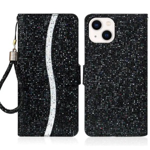 Apple, iPhone 14 - Glitter Leder Etui, Apple - iPhone 14 Glitter Leder Etui, Weiss Bunt