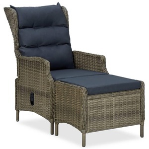 vidaXL, vidaXL Verstellbarer Gartensessel mit Fußhocker Poly Rattan Braun
