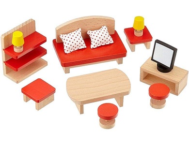 goki, goki Puppenmöbel, Puppenmöbel Wohnzimmer 13-teilig