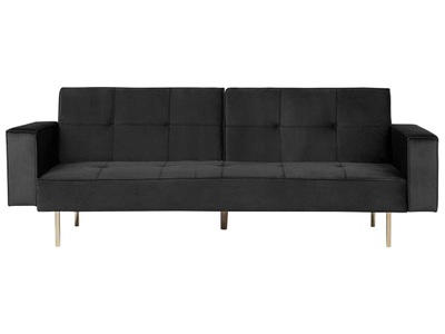Beliani, Beliani Schlafsofa Samtstoff schwarz VISNES, 