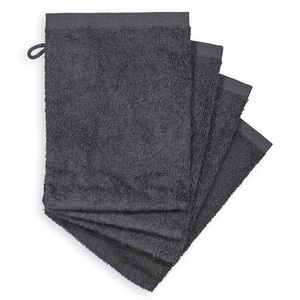 LA REDOUTE INTERIEURS, Waschhandschuhe, uni, 500 g/m² SCENARIO, La Redoute Intérieurs - 4er-Pack Frottee-Waschhandschuhe Scénario, 15 x 21 cm, Grau