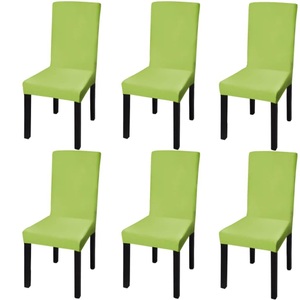 vidaXL, vidaXL Gerader Stretch Stuhlbezug 6 Stk Grün, vidaXL Stretch-Stuhlhussen Gerade 6 Stk. Grün