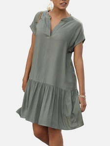 S.OLIVER BEACHWEAR, s.Oliver Beachwear Blusenkleid, s.Oliver Blusenkleid, mit Volant am Rock, Tunikakleid, Sommerkleid, Basic
