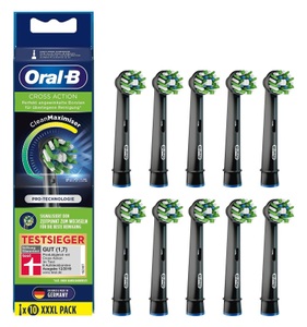 Oral-B, Oral B Aufsteckbürsten »CrossAction schwarz CleanMaxi«, Oral-B CrossAction mit CleanMaximiser Black Edition Zahnbürstenkopf ? 10er