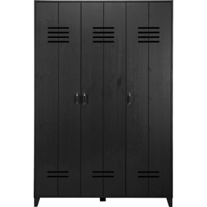 mutoni casual, Aufbewahrungsschrank Locker Pure 3-türig schwarz Kiefer FSC, 