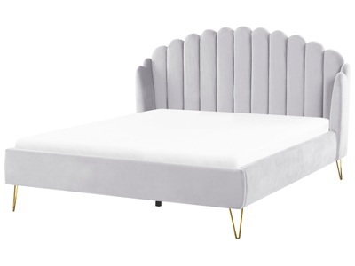 Beliani, Bett mit Lattenrost aus Samtstoff Retro AMBILLOU Bett mit Lattenrost aus Samtstoff Retro AMBILLOU, Beliani - Bett mit Lattenrost aus Samtstoff Retro AMBILLOU, 180x200 cm, Rauch