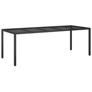 vidaXL, vidaXL Gartentisch Schwarz 250x100x75 cm Gehärtetes Glas Poly Rattan