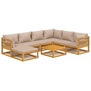 vidaXL, vidaXL 8-tlg. Garten-Lounge-Set mit Taupe Kissen Massivholz