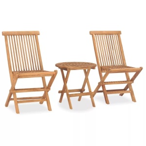 vidaXL, vidaXL 3-tlg. Garten-Essgruppe Klappbar Massivholz Teak, vidaXL 3-tlg. Garten-Essgruppe Klappbar Massivholz Teak