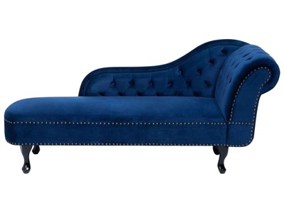 Beliani, Beliani Chaiselongue Samtstoff blau rechtsseitig NIMES, 