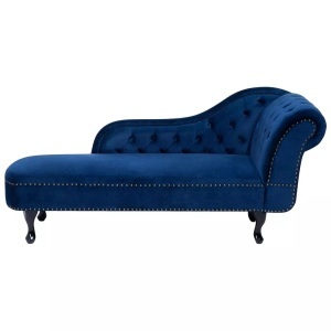 Beliani, Beliani Chaiselongue Samtstoff blau rechtsseitig NIMES, 