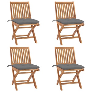 vidaXL, vidaXL Klappbare Gartenstühle mit Kissen 4 Stk. Massivholz Teak