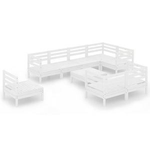 vidaXL, vidaXL 9-tlg. Garten-Lounge-Set Massivholz Kiefer Weiß, 