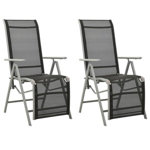 vidaXL, vidaXL Garten-Liegestühle 2 Stk. Textilene und Aluminium Silbern, vidaXL Garten-Liegestühle 2 Stk. Textilene und Aluminium Silbern