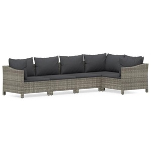vidaXL, vidaXL 5-tlg. Garten-Lounge-Set mit Kissen Grau Poly Rattan