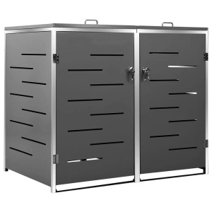 vidaXL, vidaXL Mülltonnenbox für 2 Tonnen 138x77,5x115,5 cm Edelstahl, vidaXL Mülltonnenbox für 2 Tonnen 138x77,5x112,5 cm Edelstahl