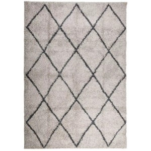 vidaXL, vidaXL Teppich Shaggy Hochflor Modern Beige und Anthrazit 140x200 cm