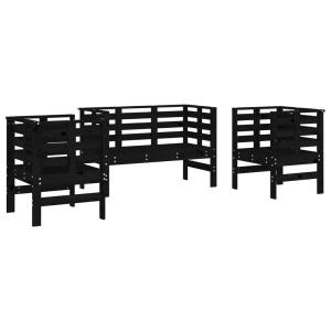 vidaXL, vidaXL 3-tlg. Garten-Lounge-Set Schwarz Massivholz Kiefer, vidaXL 3-tlg. Garten-Lounge-Set Schwarz Massivholz Kiefer