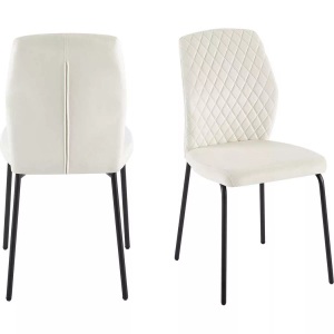 mutoni casual, Esszimmerstuhl Snoplix Samt Metall beige (2er-Set), SalesFever 4-Fussstuhl, (Set), 2 St., Samt, mit Wabensteppung im Rücken