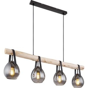 mutoni light, Hängeleuchte Diethild Metall schwarz matt 4xE27, Globo HÄNGELEUCHTE 100/15/117 cm , 15568-4H , Schwarz , Metall, Glas , 15x117 cm , matt , 004558377501