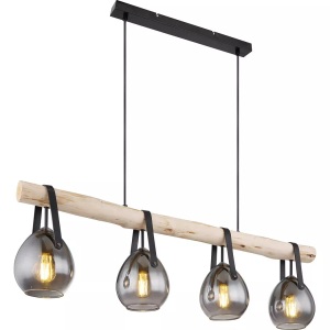 mutoni light, Hängeleuchte Diethild Metall schwarz matt 4xE27, Globo HÄNGELEUCHTE 100/15/117 cm , 15568-4H , Schwarz , Metall, Glas , 15x117 cm , matt , 004558377501