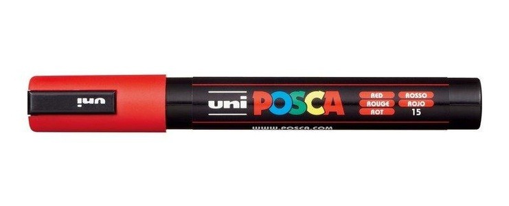 UNI, Uni Marker POSCA 1.8-2.5 mm Rot, Farbe, uni-ball Posca Marker, 1,8-2,5mm, rot, Rundspitze, PC5M rot