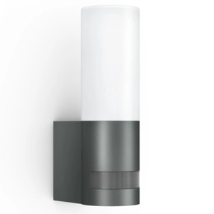 Steinel, STEINEL L 605 LED-Außenwandleuchte Sensor IP44, Steinel LED Außenwandleuchte L 605 S anthrazit mit Bewegungsmelder moderne Außenleuchte Opalglas warmweiß