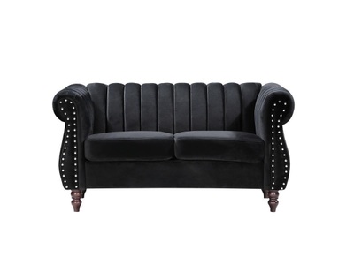 Vente-unique, Chesterfield Sofa 2-Sitzer - Samt - Schwarz - TRUMBO Chesterfield Sofa 2-Sitzer - Samt - Schwarz - TRUMBO, Vente-unique - Chesterfield-Sofa - 2-Sitzer - Samt - Schwarz - TRUMBO, One Size