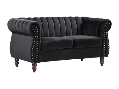 Vente-unique, Chesterfield Sofa 2-Sitzer - Samt - Schwarz - TRUMBO Chesterfield Sofa 2-Sitzer - Samt - Schwarz - TRUMBO, Vente-unique - Chesterfield-Sofa - 2-Sitzer - Samt - Schwarz - TRUMBO, One Size