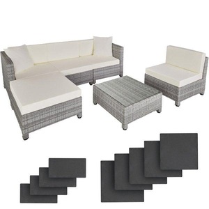 TecTake, Rattan Lounge mit Aluminiumgestell inkl. Bezüge in 2 Farben Rattan Lounge mit Aluminiumgestell inkl. Bezüge in 2 Farben, 
