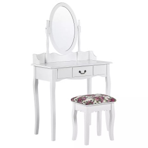 Beliani, Schminktisch Aus Mdf-platte Glamourös Soleil Unisex ONE SIZE, Beliani - Schminktisch mit Spiegel und Hocker aus MDF-Platte Glamourös SOLEIL, One Size, Weiss Bunt