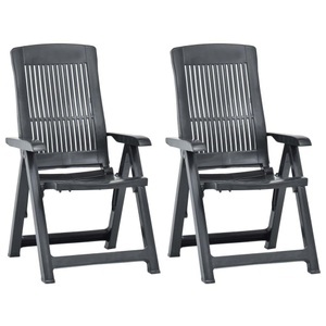 vidaXL, vidaXL Verstellbare Gartenstühle 2 Stk. Kunststoff Anthrazit, vidaXL Verstellbare Gartenstühle 2 Stk. Kunststoff Anthrazit