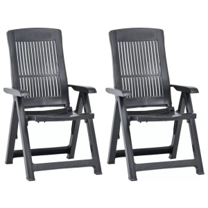 vidaXL, vidaXL Verstellbare Gartenstühle 2 Stk. Kunststoff Anthrazit, vidaXL Verstellbare Gartenstühle 2 Stk. Kunststoff Anthrazit