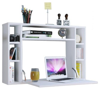 VCM, Holz Hänge Klapp Schreibtisch Wandschreibtisch Computertisch Schublade Wandila Holz Hänge Klapp Schreibtisch Wandschreibtisch Computertisch Schublade Wandila, VCM - Computertisch hängend | Klapptisch Wandschreibtisch Maße ca. H. 60 x B. 90 T. 20 cm Schreibtisch Wandila, One Size, Weiss