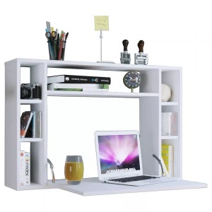 VCM, Holz Hänge Klapp Schreibtisch Wandschreibtisch Computertisch Schublade Wandila Holz Hänge Klapp Schreibtisch Wandschreibtisch Computertisch Schublade Wandila, VCM - Computertisch hängend | Klapptisch Wandschreibtisch Maße ca. H. 60 x B. 90 T. 20 cm Schreibtisch Wandila, One Size, Weiss