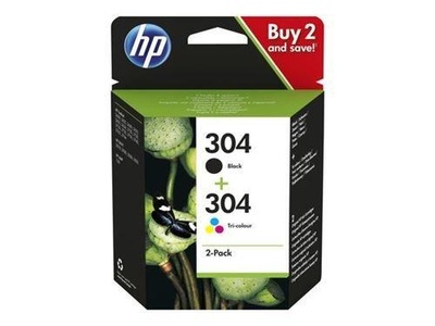 HP INC., HP 304 - 2er-Pack - Schwarz, Farbe (Cyan, Magenta, Gelb) - original - Tintenpatrone, HP Tintenpatrone - 304