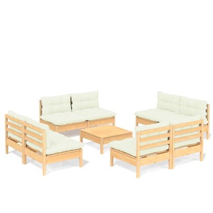 vidaXL, vidaXL 9-tlg. Garten-Lounge-Set mit Creme Kissen Kiefernholz