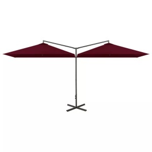 vidaXL, vidaXL Doppel-Sonnenschirm mit Stahlmast Bordeauxrot 600x300 cm, vidaXL Doppel-Sonnenschirm mit Stahl-Mast 600x300 cm Bordeauxrot