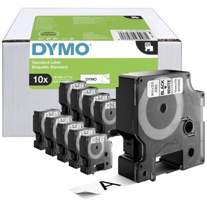 Dymo, Schriftband 10er Set DYMO D1 2093098 Bandfarbe: Weiß Schriftfarbe:Schwarz 19 mm 7 m, DYMO® Schriftband 45803, Typ D1, 7 m x 19 mm, schwarz/weiß, 10 Stück