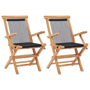 vidaXL, vidaXL Klappbare Gartenstühle 2 Stk. Massivholz Teak und Seil, vidaXL Klappbare Gartenstühle 2 Stk. Massivholz Teak und Seil