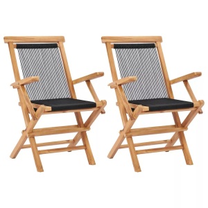 vidaXL, vidaXL Klappbare Gartenstühle 2 Stk. Massivholz Teak und Seil, vidaXL Klappbare Gartenstühle 2 Stk. Massivholz Teak und Seil