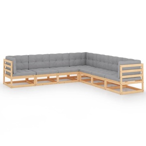 vidaXL, vidaXL 7-tlg. Garten-Lounge-Set mit Kissen Kiefer Massivholz, vidaXL 7-tlg. Garten-Lounge-Set mit Kissen Kiefer Massivholz