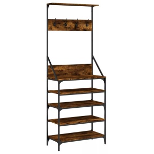 vidaXL, vidaXL Kleiderständer mit Schuhablage Räuchereiche 70x34x184 cm, vidaXL Kleiderständer mit Schuhablage Räuchereiche 70x34x184 cm