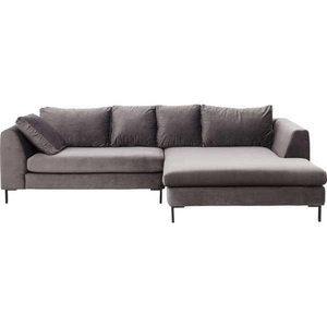 Kare Design, Ecksofa Black Gianna Velvet Grau Rechts, Ecksofa Black Gianna Velvet Grau Rechts
