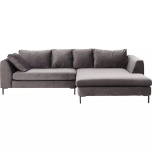Kare Design, Ecksofa Black Gianna Velvet Grau Rechts, Ecksofa Black Gianna Velvet Grau Rechts